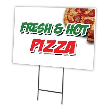 Signmission Fresh & Hot Pizza Yard Sign & Stake outdoor plastic coroplast window, C-2436-DS-Fresh & Hot Pizza C-2436-DS-Fresh & Hot Pizza